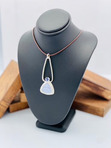 Iolite & Blue Lace Agate Pendant Necklace